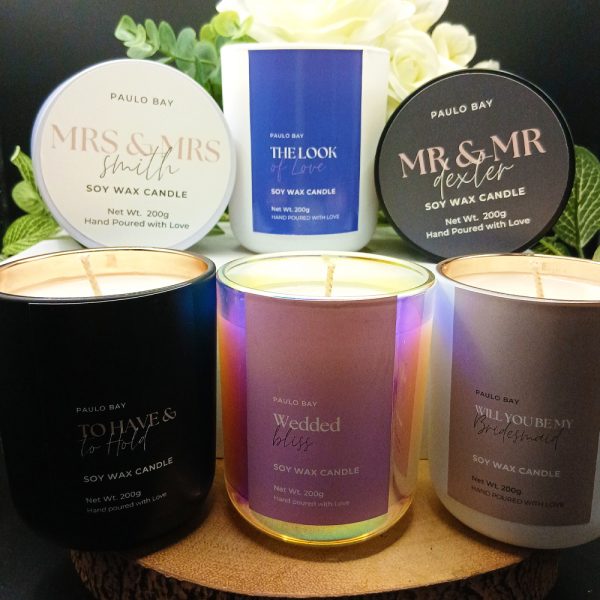 Bespoke Wedding Candle Favours - 200g Hand-Poured Soy Wax Candle With Cotton Wick